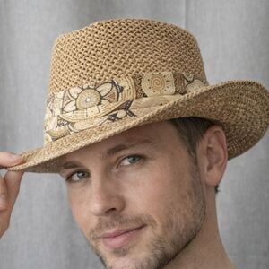 Country Gentleman Vintage Straw Fedora Panama Style Hat Large Vented Y2K